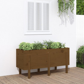 Garden Raised Bed Honey Brown Solid Pine Wood 47.6 x 19...