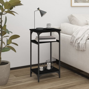 Side Table Black Engineered wood Small Adjustable Feet