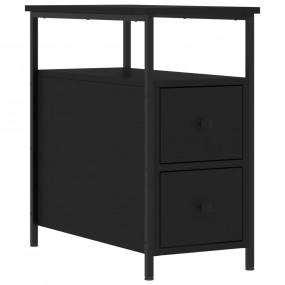 Bedside Cabinet Black Engineered wood Compact Adjustabl...