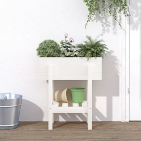 Garden Planter White Solid Pine Wood 24.4 x 11.8 x 27.2...