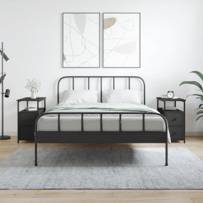 Bedside Cabinet Set of 2 Black Engineered wood, Iron