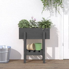 Garden Planter Grey Solid pine wood Large Garden Plante...