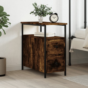 Bedside Cabinet Smoked Oak Engineered wood and iron Com...