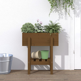 Garden Planter Honey brown Solid pine wood Medium
