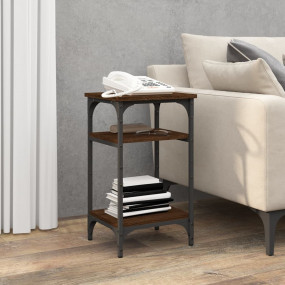 Side Table Brown Oak Engineered Wood Compact Levelers