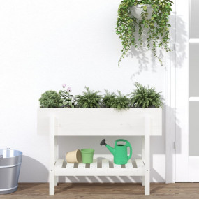 Garden Raised Bed White Solid Pine Wood Medium Garden R...