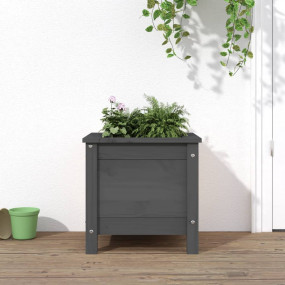 Garden Planter Grey Solid pine wood 15.7x15.7x15.4 in