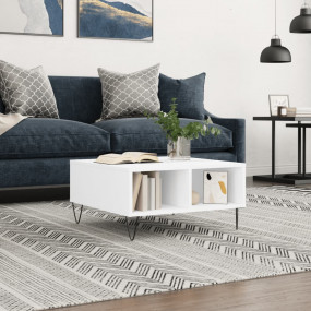 Coffee Table White Engineered wood, iron 23.6x23.6 in