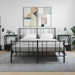 Bedside Table Set of 2 Black Engineered wood, iron Beds...