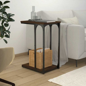 Side Table Brown Oak Engineered wood, steel Standard Si...