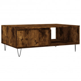Coffee Table Smoked Oak Engineered Wood, Iron Medium Co...