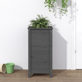 Garden Planter Gray Solid pinewood 15.7x15.7x30.7 in Du...