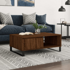 Coffee Table Brown Oak Engineered Wood, Iron 35.4x23.6x...