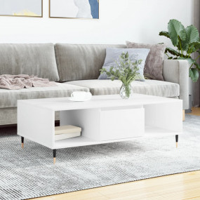 Coffee Table White Engineered Wood, Iron Medium Coffee ...