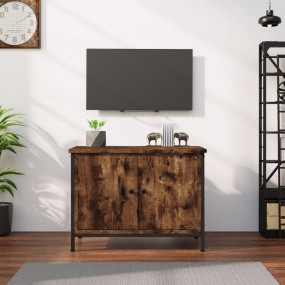 TV Cabinet Smoked Oak Engineered Wood, Steel TV Cabinet