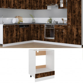 Oven Cabinet Smoked Oak Engineered wood Compact Adjusta...