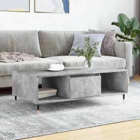 Coffee Table Concrete Grey Engineered Wood, Iron Medium