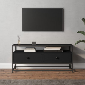 TV Cabinet Black Engineered wood and steel Medium TV Ca...