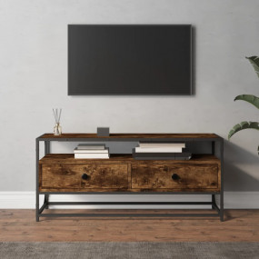 TV Cabinet Smoked Oak Engineered wood, Steel Medium TV ...