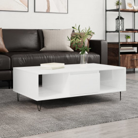 Coffee Table High gloss white Engineered wood, iron Med...