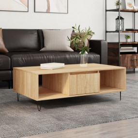 Coffee Table Sonoma Oak Engineered Wood, Iron Medium Co...