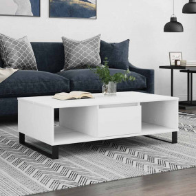 Coffee Table White Engineered wood, Iron 40.9x23.6x13.8...