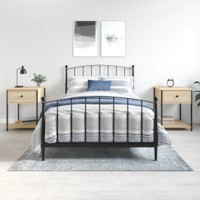 Bedside Table Set of 2 Sonoma oak Engineered wood, iron...