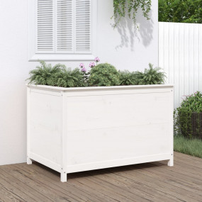 Garden Raised Bed White Solid pine wood Medium Decorati...