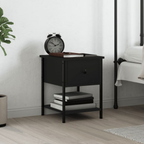 Bedside Table Black Engineered wood, iron 13.4 x 14.0 x...