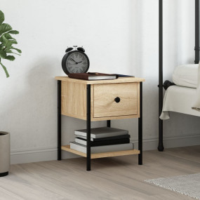 Bedside Table Sonoma Oak Engineered Wood, Iron Compact