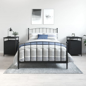 Bedside Cabinet Set of 2 Black Engineered wood, Iron Me...