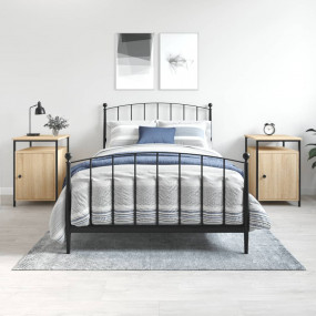 Bedside Cabinet Set of 2 Sonoma Oak Engineered Wood, Me...