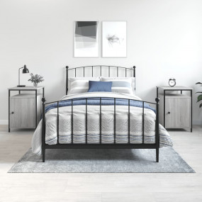 Bedside Cabinet Set of 2 Grey Sonoma Engineered wood, I...