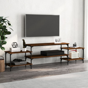 TV Cabinet Brown Oak Engineered Wood, Steel Large TV Ca...