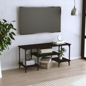TV Cabinet Black Engineered Wood Medium TV Cabinet Rect...