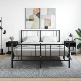 Bedside Table Set of 2 Black Engineered wood, Iron