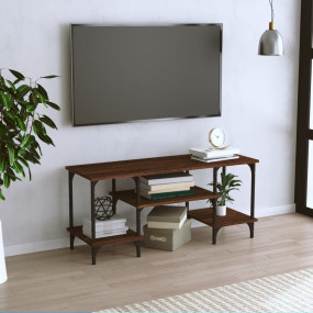 TV Cabinet Brown Oak Engineered Wood Medium Durable TV ...