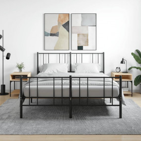Bedside Table Set of 2 Sonoma Oak Engineered Wood, Iron...