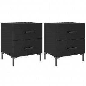 Bedside Cabinet Set of 2 Black Engineered wood, iron Sm...