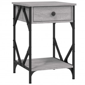 Bedside Cabinet Grey Sonoma Engineered wood, Iron Mediu...