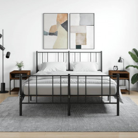 Bedside Table Set of 2 Brown oak Engineered wood, iron ...