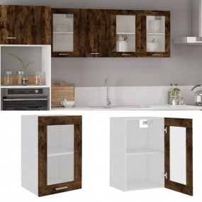 Hanging Glass Cabinet Smoked Oak Engineered Wood Medium