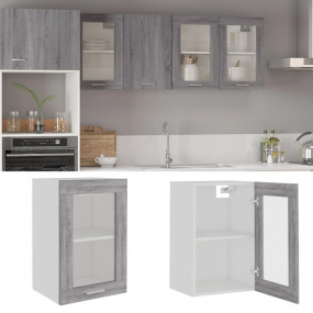 Hanging Glass Cabinet Gray sonoma Engineered wood, glas...