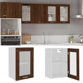 Hanging Glass Cabinet Brown oak Engineered wood Medium