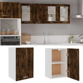 Hanging Cabinet Smoked oak Engineered wood, glass 15.6x...