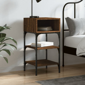 Bedside Table Brown Oak Engineered Wood 13.6 x 13.8 x 2...