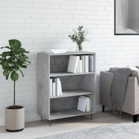 Bookcase Concrete Grey Engineered Wood, Metal Medium Bo...