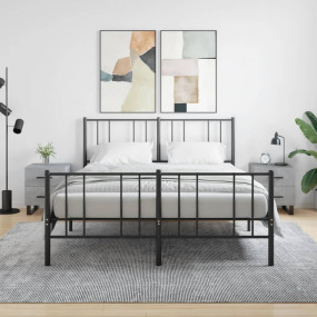 Bedside Cabinet Set of 2 Concrete Grey Engineered Wood,...