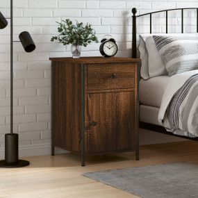 Bedside Cabinet Brown oak Engineered wood Bedside Cabin...