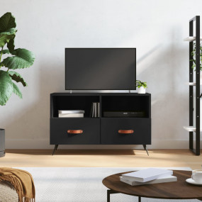 TV Cabinet Black TV Cabinet Rectangular Industrial Slee...